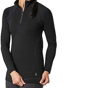 Smartwool Women's Base Layer Merino Wool Pullover Zip (Black, Medium)